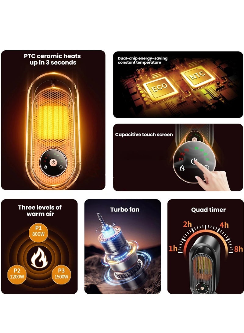 general Warm Air Heater UK Plug - Tip-Over Cut-Off Safety Design Portable Fast Heating Electric Fan Heater for Home Office Tabletop - Image 3
